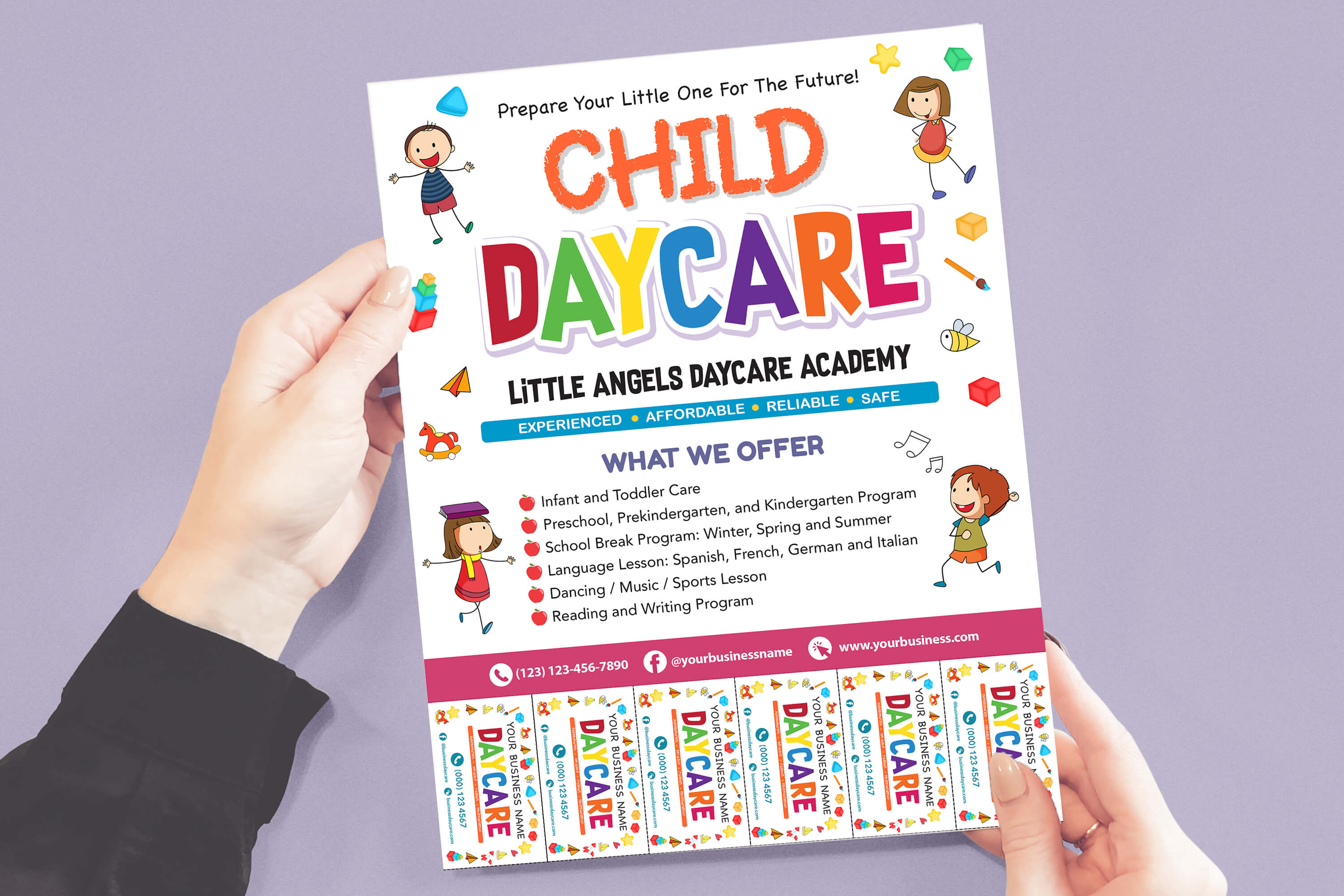DIY Child Daycare Flyer With Tearoff Customizable Template