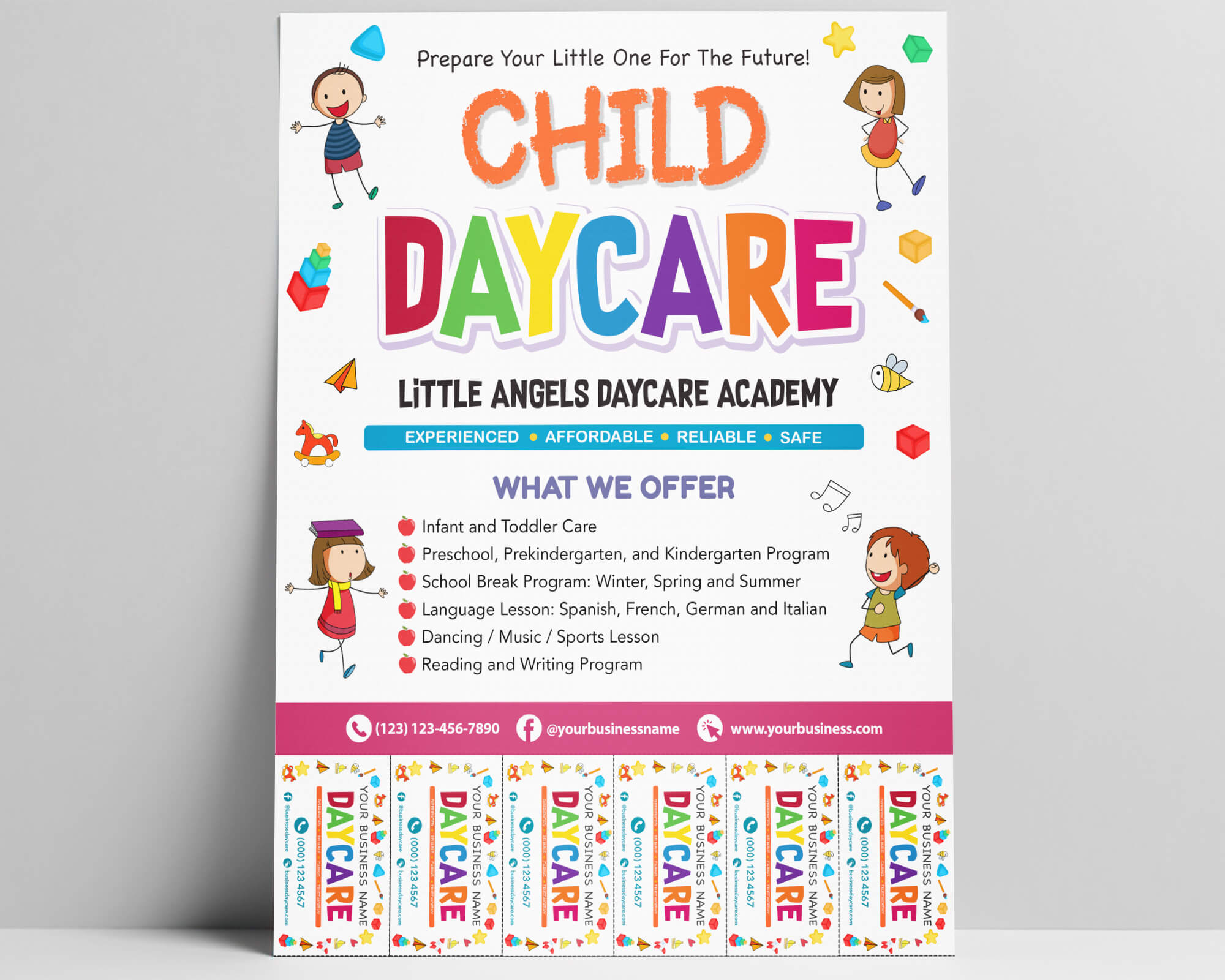 DIY Child Daycare Flyer With Tearoff Customizable Template