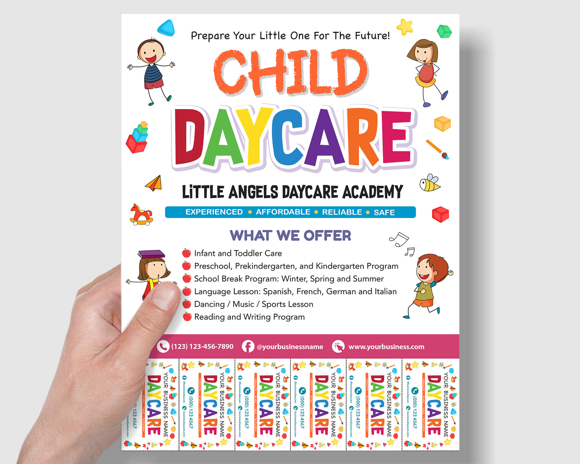 DIY Child Daycare Flyer With Tearoff Customizable Template