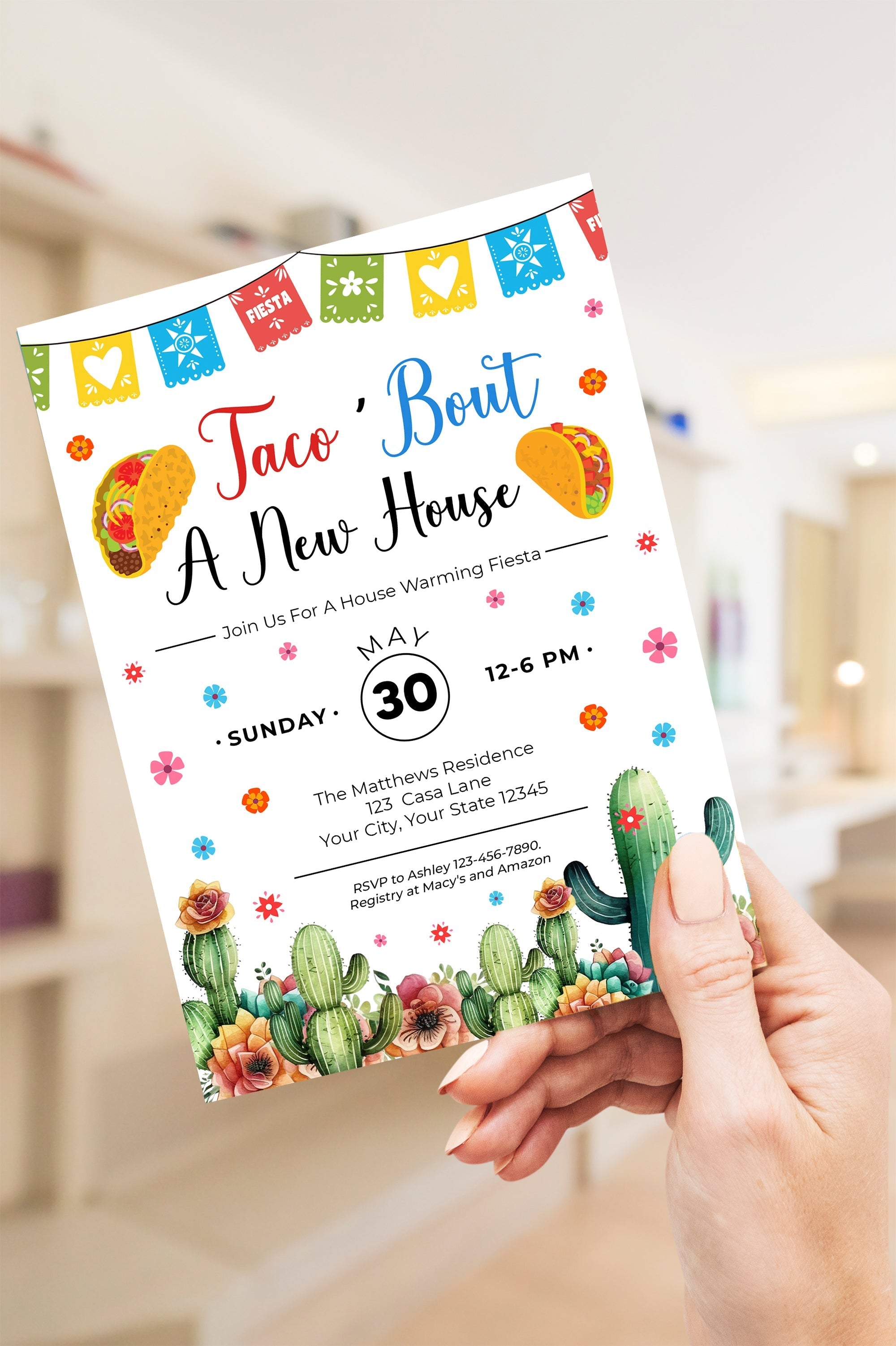Customizable Taco Bout A New House Invitation | Fiesta Themed House Warming Invite Template