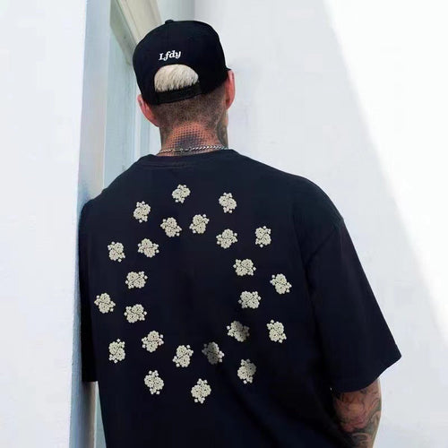 Askyurself T-shirts Relief Three-Dimensional Puff Print Paisley
