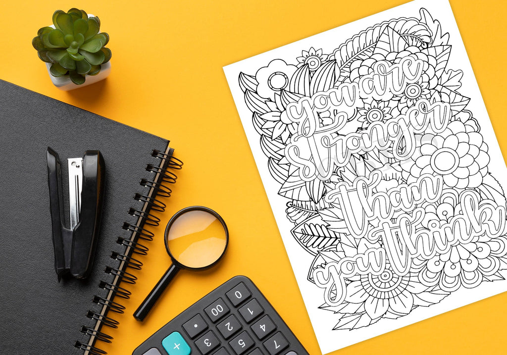 PDF Adult Motivational Quote Floral Pattern Coloring Pages