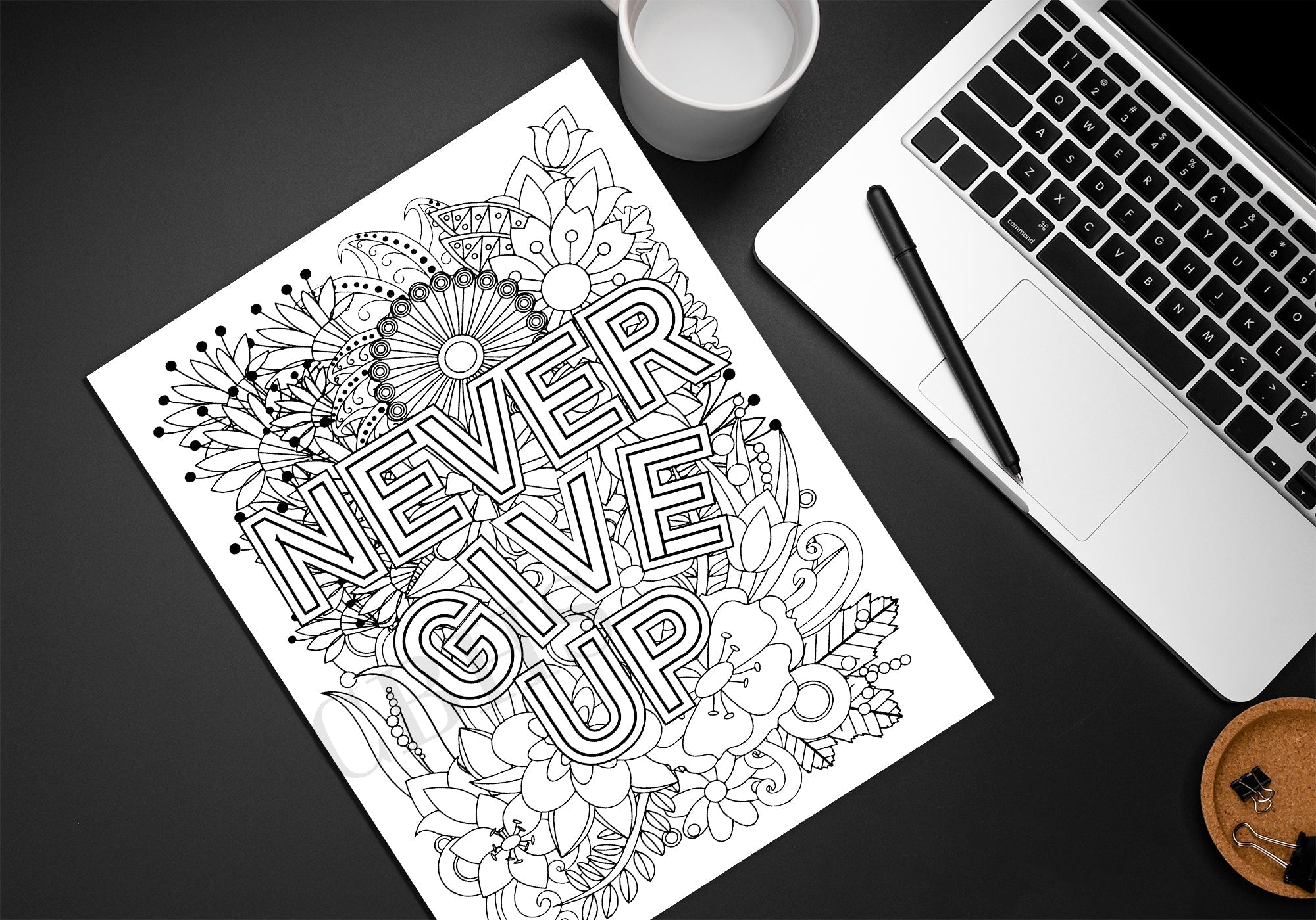 PDF Adult Motivational Quote Floral Pattern Coloring Pages