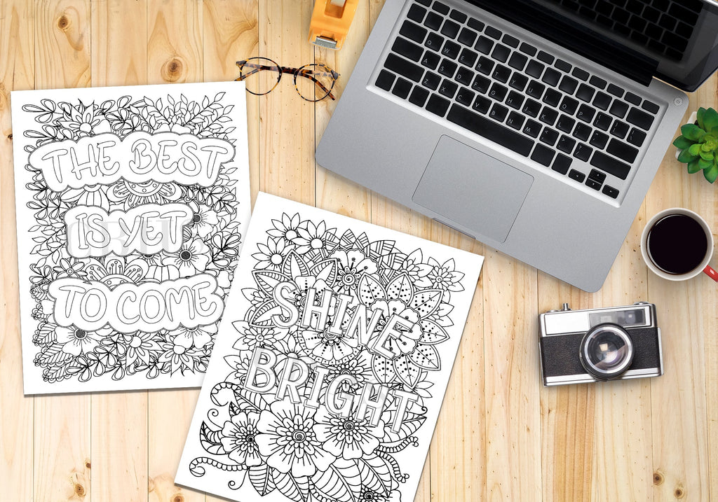 PDF Adult Motivational Quote Floral Pattern Coloring Pages